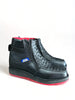 Men Ankle Boot Braided Leather Black With Red Sole