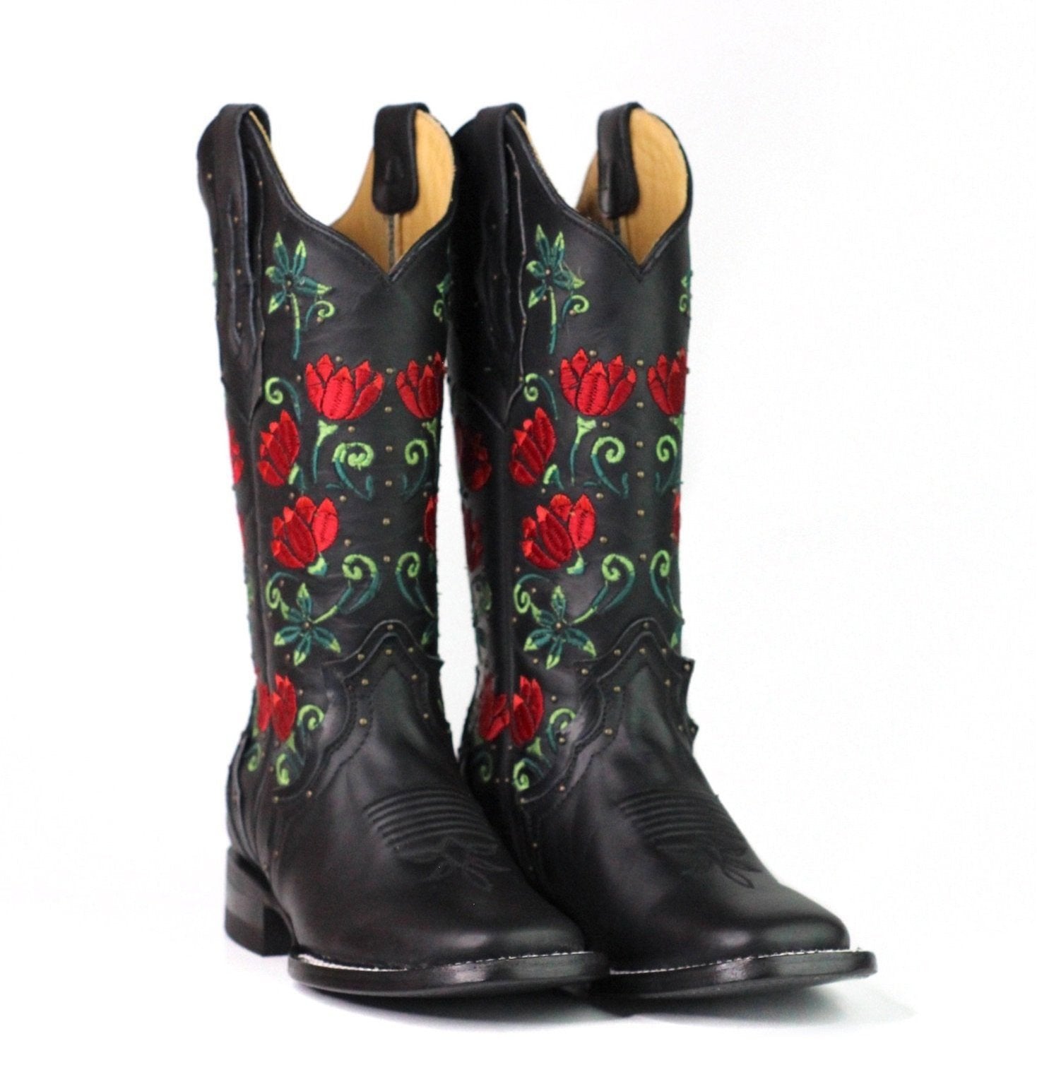 Red Flowers Boots ReyMe 063FL4