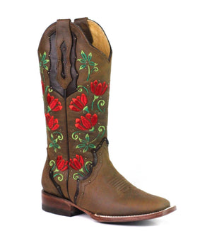 Red Flowers Boots ReyMe 063FL4