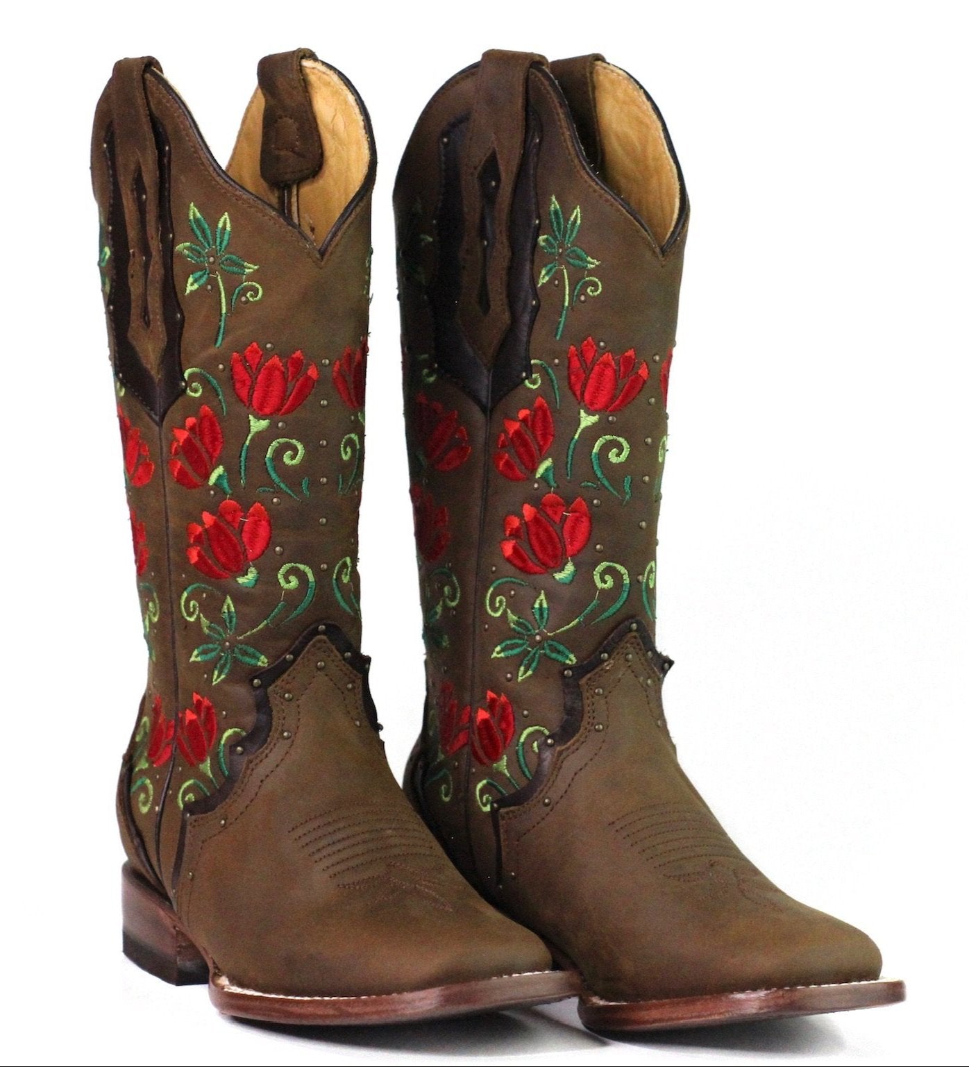 Red Flowers Boots ReyMe 063FL4